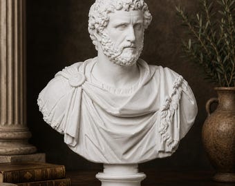 Buste d'Antonin le Pieux, statue d'empereur romain, sculpture de la Rome antique, art romain classique, buste historique, sculpture en résine de style muséal