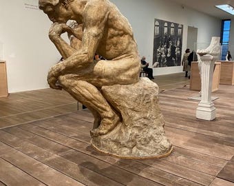 【オーギュスト・ロダン/A・Rodin】ブロンズ銅『考える人』置物 大理石台 考える人のブロンズ像 – オーギュスト・ロダン彫刻、大理石台座に緑色