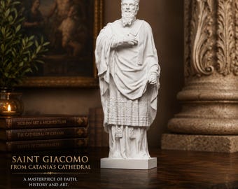 Saint Giacomo Statue, St James Sculpture, Catania Cathedral Saint Figurine, Catholic Religious Decor, Christian Saint, 12K Resin Print