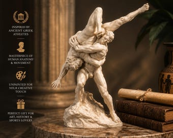 Statue de lutteurs, sculpture d'athlète grec, décoration d'art grec antique, figurine de lutte classique, cadeau pour les passionnés d'histoire
