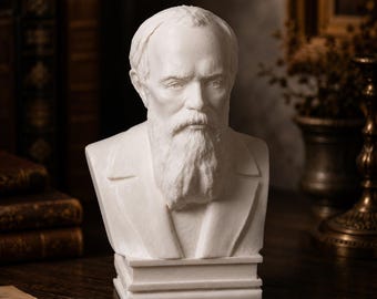 Buste de Fiodor Dostoïevski, statue d'écrivain russe, sculpture de Dostoïevski, décoration littéraire, figurine d'auteur, cadeau pour amoureux des livres, buste en résine