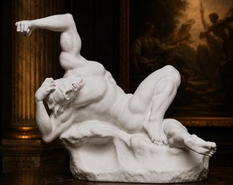 Sculpture « L'Abîme », Statue d'un homme déchu, Art classique dramatique, Figurine de nu masculin, Décoration d'art, Sculpture en résine