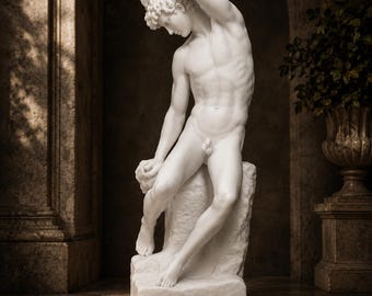 Statue de Narcisse, sculpture mythologique grecque, figure masculine classique, décoration d'art grec antique, figurine mythologique, sculpture en résine