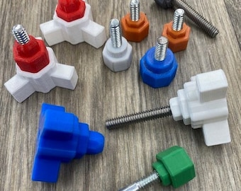 Boutons rotatifs modulaires imprimables en 3D à utiliser dans les gabarits et les accessoires de menuiserie et les applications générales de fixation de bricolage. Téléchargement numérique.
