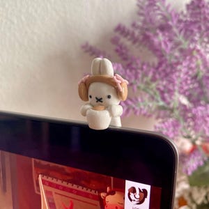 Cute Miffy Phone Hippers Handmade | phone accessory, clay hipper cute charm, cute puppy, gift, laptop, charm