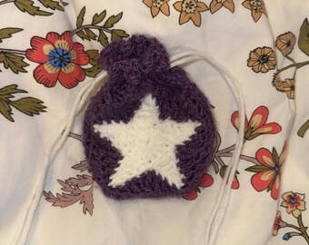 Handmade Crochet Purple Star Pouch