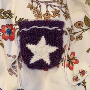 Handmade Crochet Purple Star Pouch zdjęcie 2