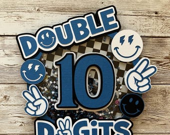 Double Digits Cake Topper,3D Shaker Style, (Different color options.)