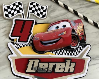 Personalized 3D Cars Cake Topper: Lightning McQueen Birthday Party Decor