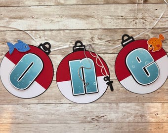 Fish Birthday Banner: "One/Two/Three" - Handmade Cardstock Decoration