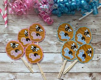 OH BABY, cupcake toppers. Bees, honey, pooh.