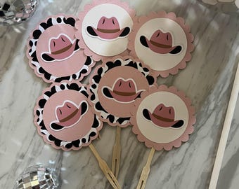 Cowgirl Cupcake Toppers: Pink Cowgirl Party Decorations