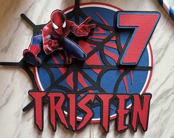Personalized Spider-Man Cake Topper: 3D Effect Birthday Party Decor. Spidey topper.