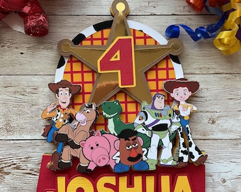 Custom "Toy Story" Cake Topper: Woody and Friends, 3D layered.