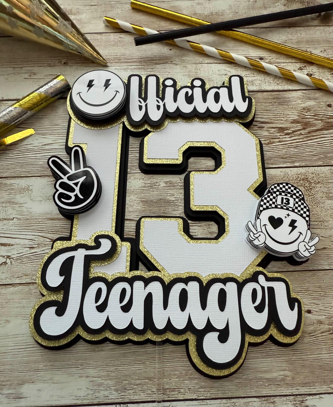 Teen Cake Topper: Layered 13th Birthday Party Decor - Etsy