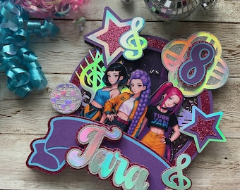 Adorno para tarta estilo Kpop Shaker con capas 3D personalizables. Cazadores de demonios.