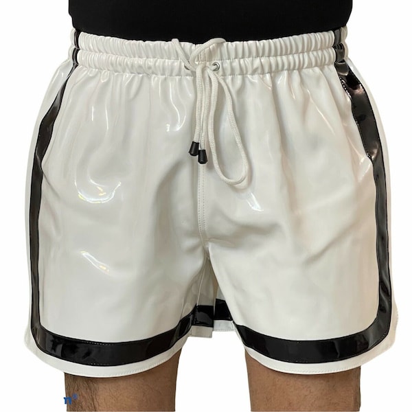 Männer PVC Lack Freizeit Shorts mit Gummizug Shorts Größe S~4XL