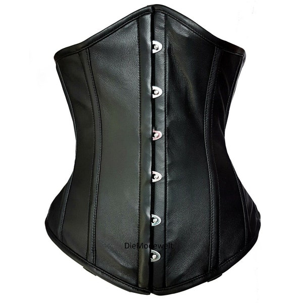 Corsage corset sous la poitrine en cuir nappa d'agneau taille 36~48