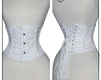 Waist corset made of brocade white size 36~48