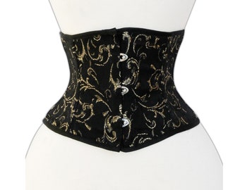 Frauen Taillen korsett corsage aus Brokat Schwarz / Gold