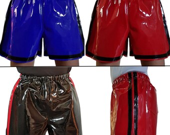 Pantalones cortos de ocio de patente de PVC para hombre con pantalones cortos elásticos talla S ~ 4XL