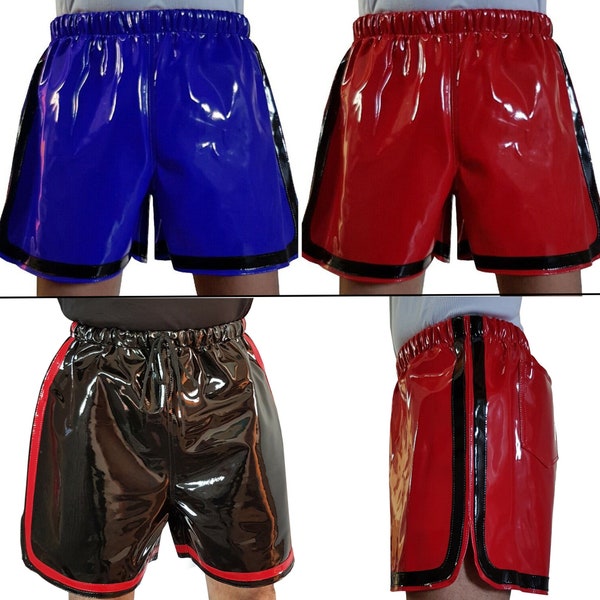 Männer PVC Lack Freizeit Shorts mit Gummizug Shorts Größe S~4XL