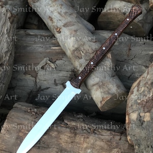 Lança de aço D2 personalizada de 30" feita à mão com bainha de couro, espada de mola de lâmina Full Tang, lança Viking, melhor presente de aniversário para ele