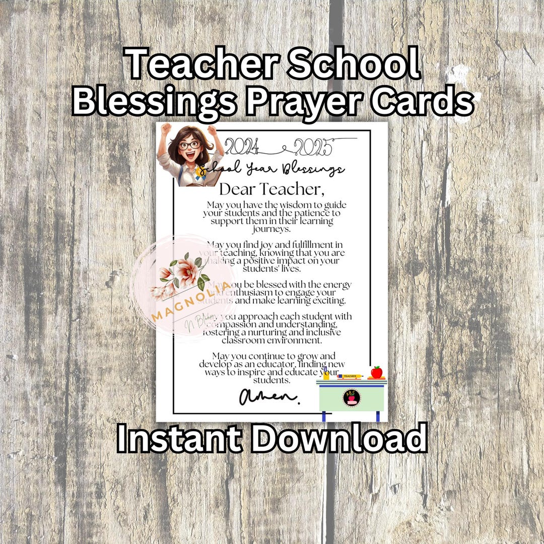 Teacher School Year Blessings Gift, Teacher Prayer, Teacher School Year Prayer Printable ...