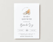 Minimal Baby Shower Party Invitation, Minimalistic Baby Shower Invitation, Pacifier, Gender Neutral Baby Shower Theme, Watercolor Invitation