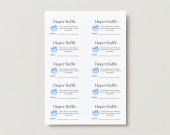 Tarjetas de rifa de pañales Baby Shower Baby Boy, juego de rifa de pañales azul Baby Boy Baby Shower, tarjetas de rifa de pañales de Baby Shower imprimibles