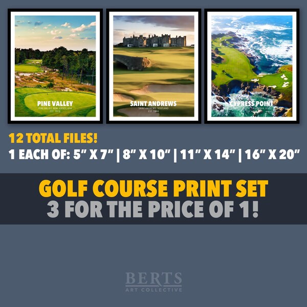 Golf Poster Set Printable Wall Art - Digital Download Art Print - Golf Course Prints Bundle - Golf Decor - Golf Gift