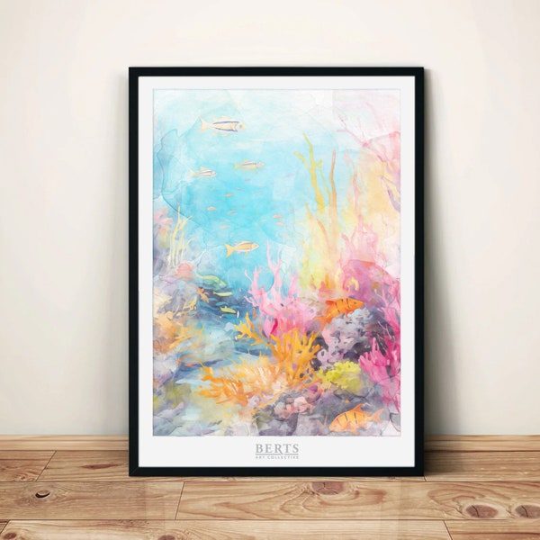 Watercolor Seascape Printable Wall Art - Digital Download Art Print - Beachy Wall Art -  Sea Lift Print Gift