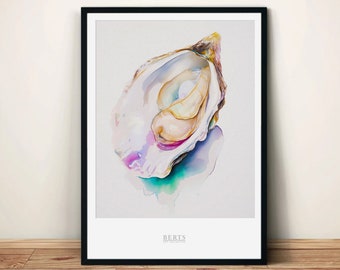 Oyster Print - Oyster Wall Art - Oyster Painting - Beachy Wall Art - Beach House Decor - Watercolor Oyster