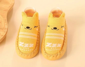 Newborn Baby Socks with Rubber Soles Baby Shoes Spring Autumn Non-Slip Soft Sole Baby Socks