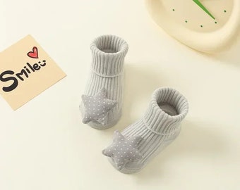 Chaussettes pour nouveau-né, antidérapantes, dessin animé 3D, chaussettes pour bébé, hiver et automne
