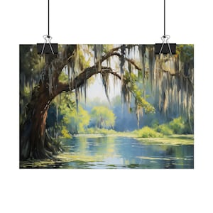 Nature Art | Spanish Moss Painting Print | River Art | Vintage Spanish Moss Print | Home Decor | Bedroom Wall Decor