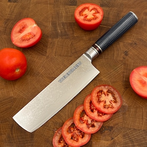 Custom engraving Nakiri kitchen knife (Damascus Steel)