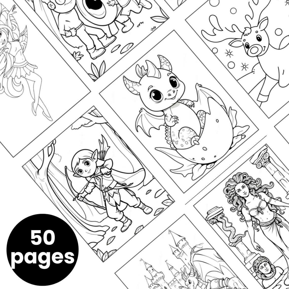 Fairies Printable Coloring Pages 50 Girl 4th Birthday Party Favor ...