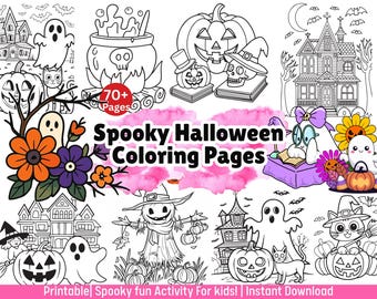 Halloween Coloring & Activity Book Printable 70+ Spooky Pumpkin Coloring Sheets PDF Download Ghost Coloring Pages Witchy Sheets For Toddlers