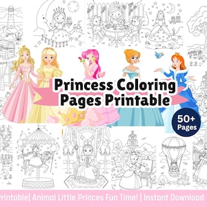 Princess Coloring Pages For Birthday 50+ Printable Disney Princes Coloring Activity Book For Girls Birthday Party Favor Hand Drawn Fairies