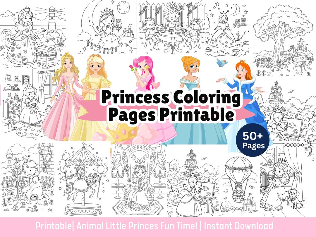 Princess Coloring Book Printable Number and Alphabets for Kindergarten ...