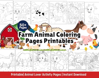 Farm Coloring Pages Printable 50+ For Preschool & Kindergarten Kids Tractor, Cow, Pig, Chicken Farm Activity Book Birthday Party Favor