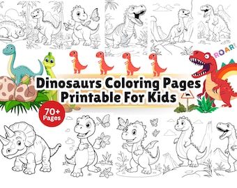 Dinosaur Coloring Sheets For kids 72 Dino Activity Sheets (PDF Download) For Preschooler & Homeschooling Kids Dinosaur Birthday Party Favors
