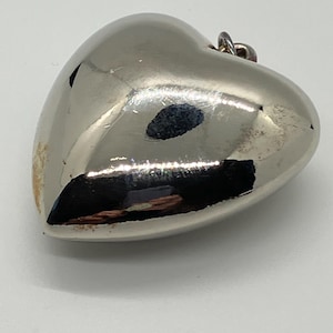 Large Vintage Sterling Silver-Plated Puffy Heart