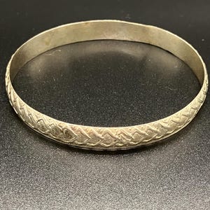 Vintage Taxco Mexico Sterling Silver Pattern Bangle Bracelet