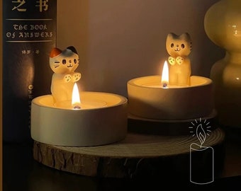 Cartoon Kitten Candle Holder Grilled Cat Aromatherapy Candle Holder Home Desktop Decorative Easter Gift