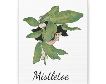 Christmas and Holiday Vintage Mistletoe Canvas Wrap