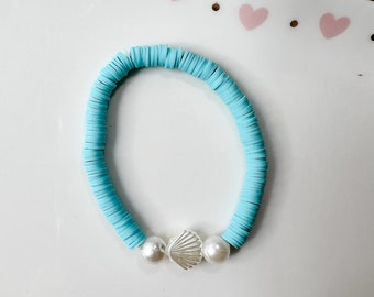 Seashell Fantasy Mixed Clay Bead Bracelet