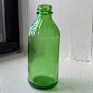 Green Glass Bottle Vintage Shelf Decor Colorful Soda Antique