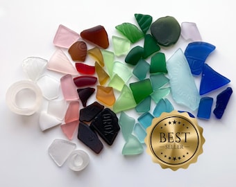 Bulk Sea Glass – Multicolor Mixed Sizes | Craft Glass for Mosaics, Resin Art, Jewelry Making, Decor, Mosaics, Crafting